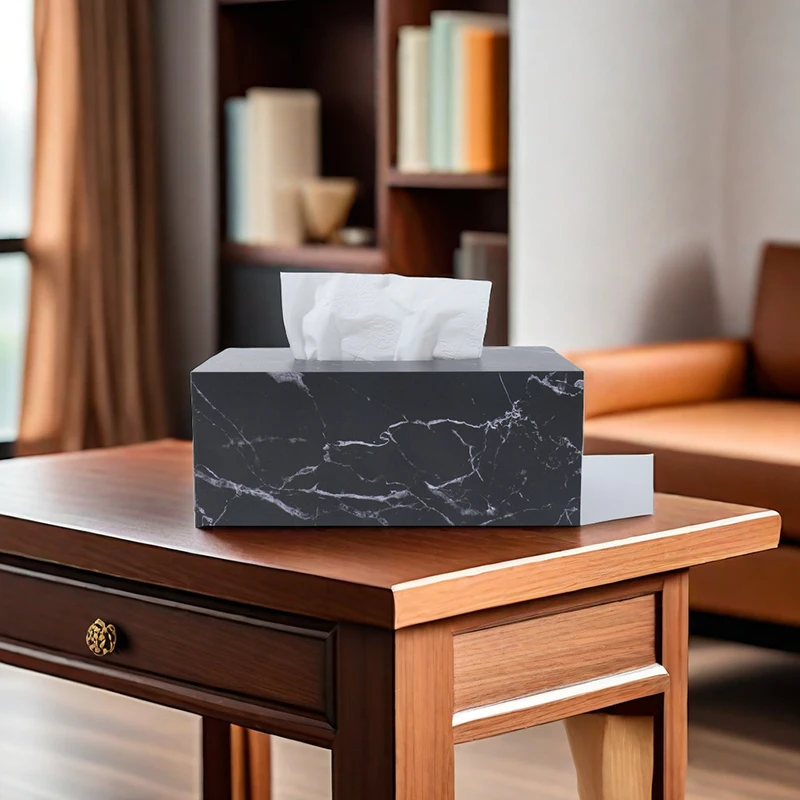 Luxury Acrylic Marble Tissue Box Holder Tissue Dispenser Napkin Holder Home Decor Office Desktop Tissue Storage Box Organizer