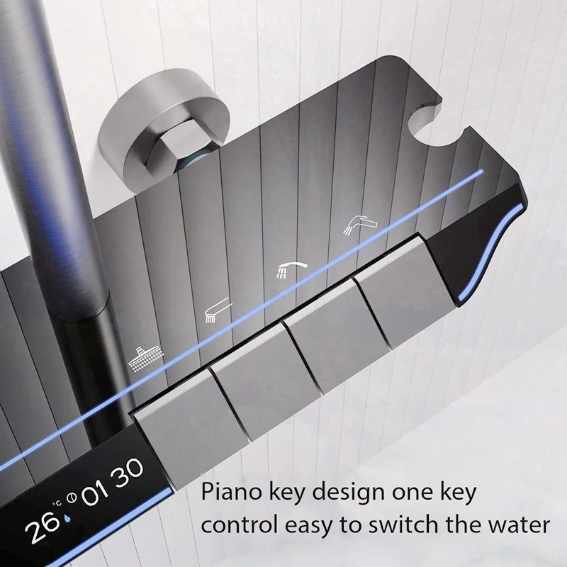 Imagem -03 - Inteligente Torneira do Chuveiro do Banheiro Conjunto Sistema de Exibição Digital Misturador de Chuvas Bidé 4-way Novo