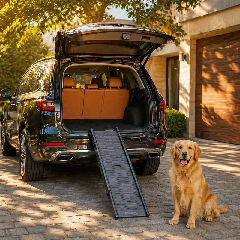 for  Portable Folding Pet Ramp Non Slip Traction Surface Removable Dog Ladder Suitable  Car Truck Trunk Back Door