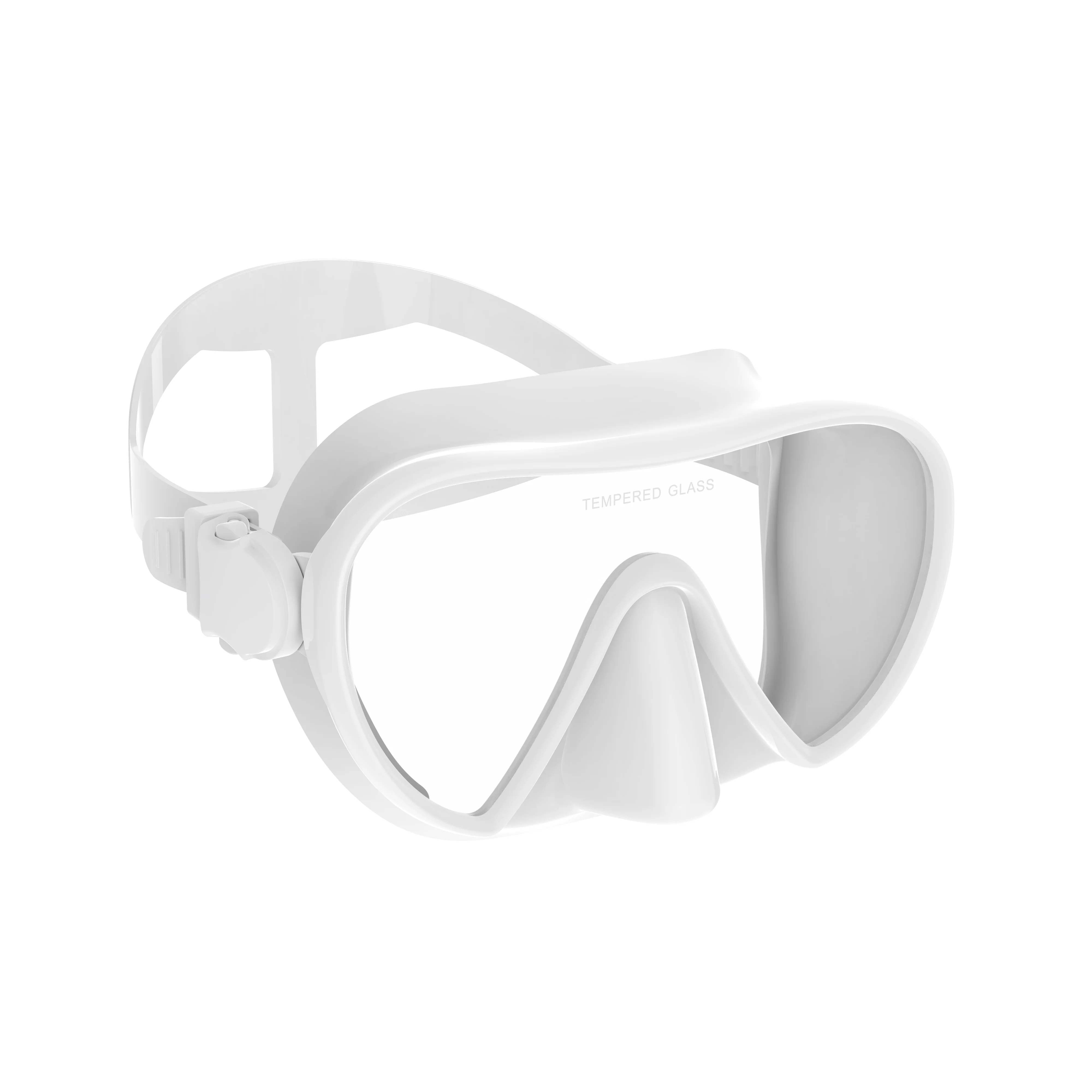 Rahmenlose Maske zum Tauchen, Schnorcheln, perfekte Dichtung, Silikonrock, Panorama-Schwimmbrille aus gehärtetem Glas, geeignet für Erwachsene – Detail 6