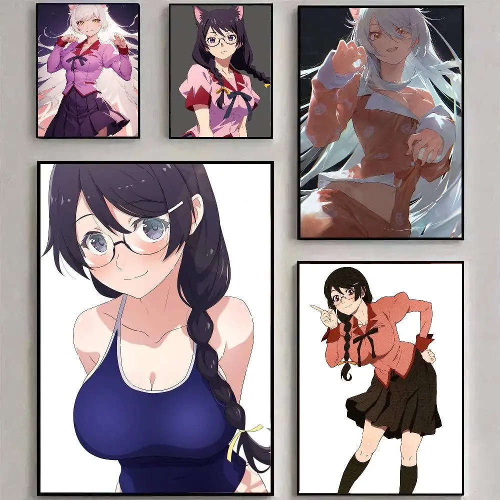 Pegatina Decorativa de Pared con Diseño de Anime Hanekawa Tsubasa Kizumonogatari, Impermeable, para Sala de Estar, Dormitorio, Bar, Decoración Estética para el Hogar