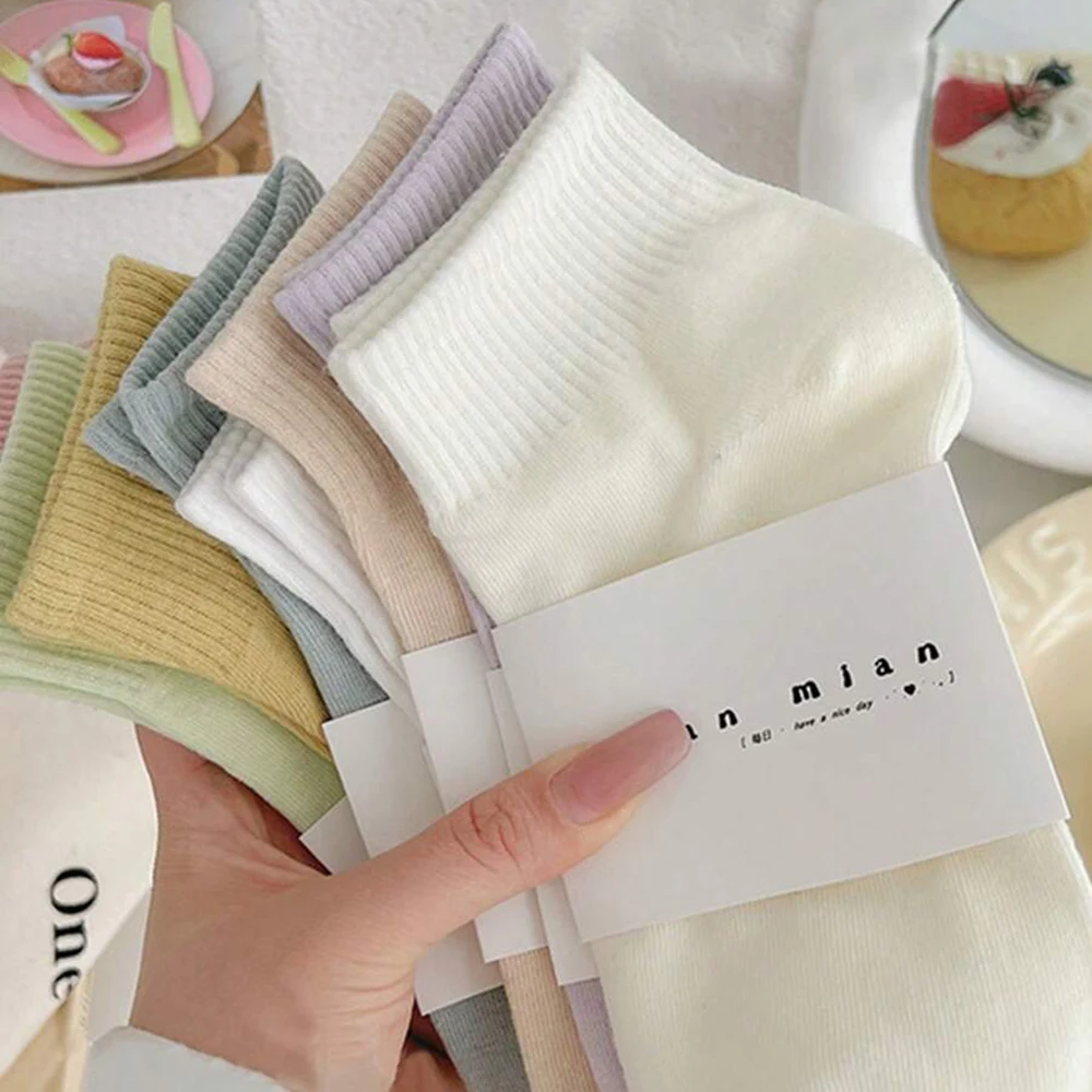 5/10 Paar Damen-Macaron-Farb-Socken, kurz, modisch, schlicht, weich, bequem, schweißabsorbierend, atmungsaktiv, für alle Jahreszeiten, Freizeitsocken. – Detail 6
