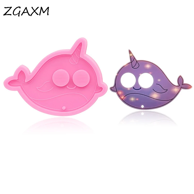 

LM 779-Glitter whale Polymer Clay Resin Silicone Mould Self Defense Whale Keychain Pendants Epoxy Jewelry Casting Silicone Mold