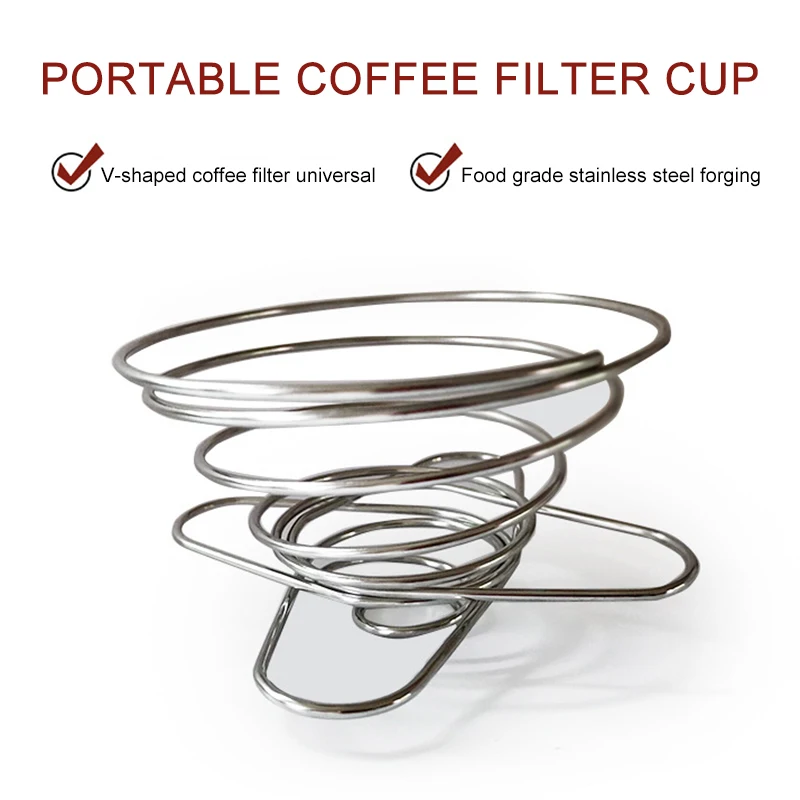 1~10PCS Outdoor Camping Foldable Coffee Filter Cup Spring Travel Portable Mini Espresso Maker Dripper Stainless Steel Drop