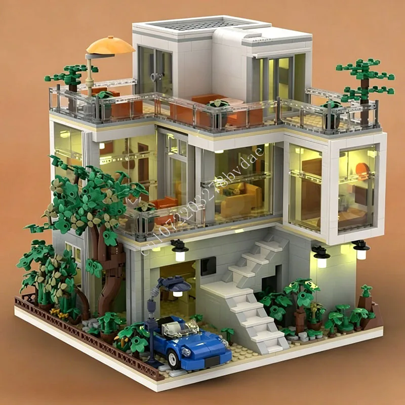 1583 PCS Modern Villa Building Blocks Modular House Architecture Model Educational Assembly Toy Gift For Adults Home Decoration