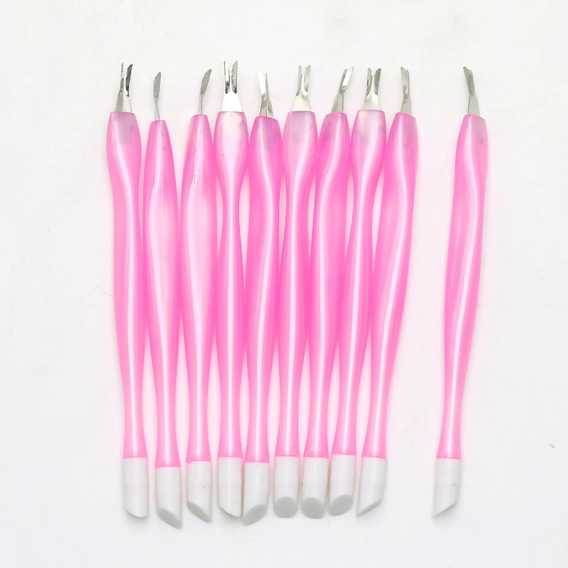 100Pcs Pink Nails Supplies For Professionals Cuticle Pusher Remover Nail Polish Manicure Care Stick Plastic Cuticle Beauty Tools