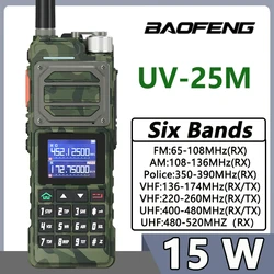 BAOFENG UV-25M 워키토키 카모 고출력 50km, 136-520MHz, 999CH C타입 충전기, 양방향 라디오 UV-25L, 6 밴드 BF-X5 프로