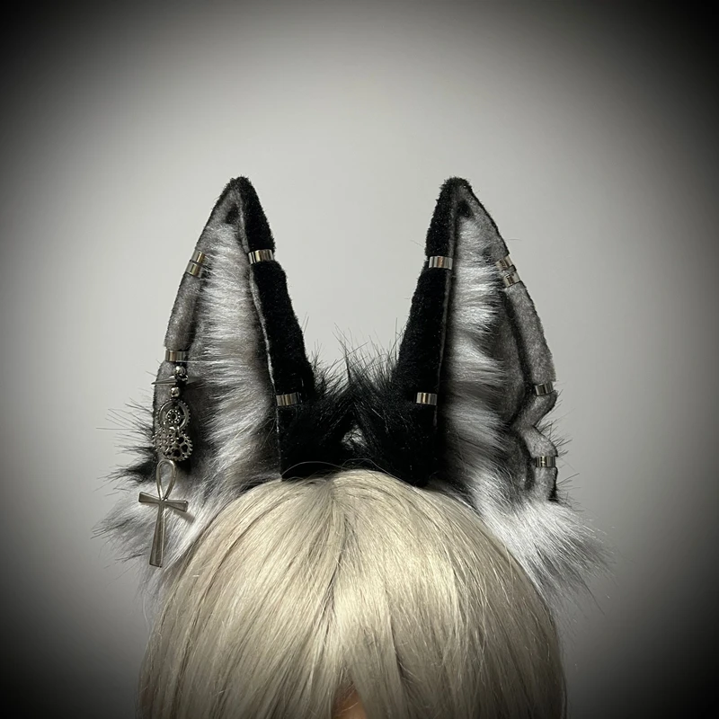 Custom Halloween Headdress Anubis Ancient Egyptian Myth God of Death Anubis Dog Ear Hairhoop Beast Wolf Ear Christmas Halloween