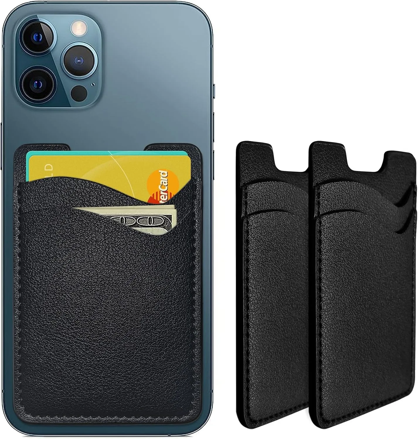 

Phone Card Holder, Leather Phone Wallet Stick On, Card Holder for Back of Phone Credit Card Holder for Phone Case