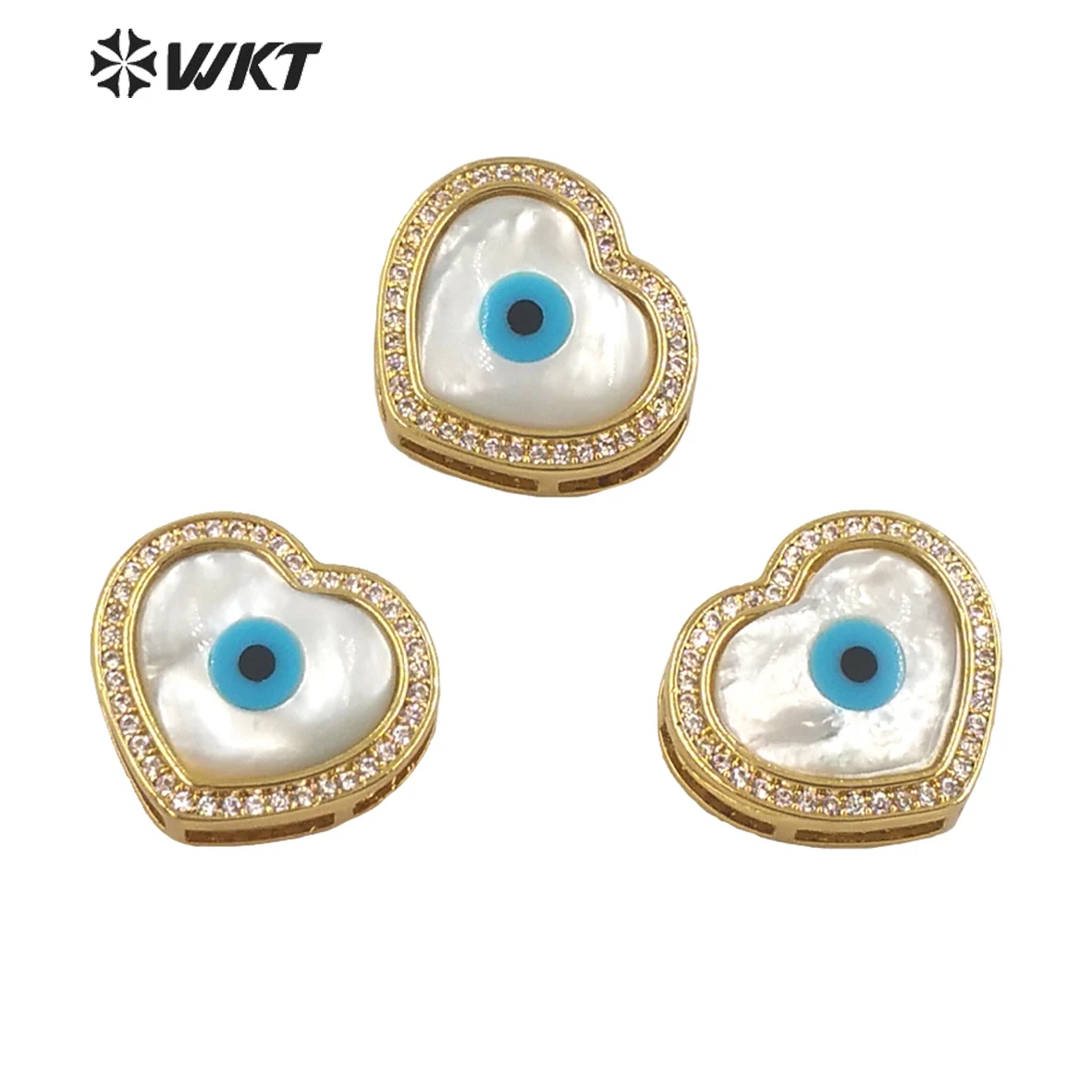 WT-MP205 Fashion Micropave CZ Setting Gold Plated Natural White Shell Eye Pendants Waterdrop Shape Jewelry For Necklace DIY