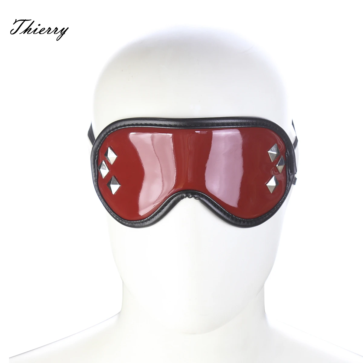 Thierry PU Leather Fetish Blindfold with Rivet for Couples Adult Games Slave Cosplay Bondage Restraint Sex Toys For Women