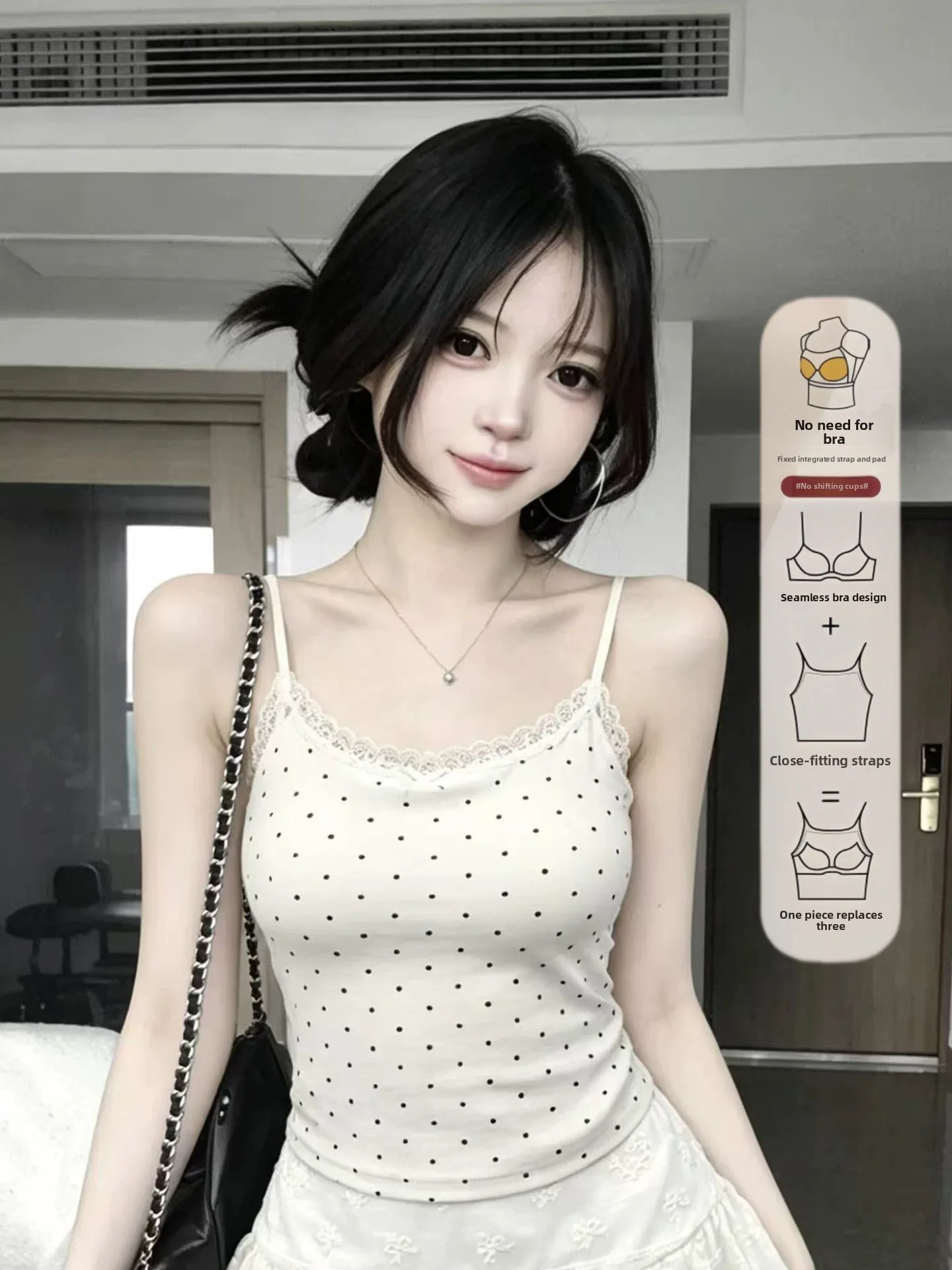 Women's Lace Strap Vest Cotton 95% Inner Wear Base Layer Slim Fit Outerwear Summer New Style Large Size Pure Desire