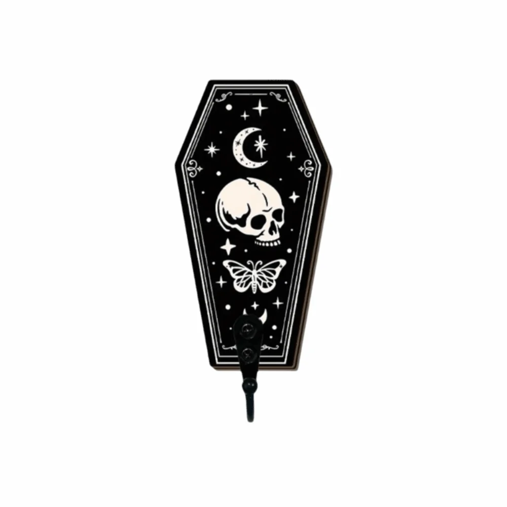 Modern Rustic Wooden Halloween Skeleton Hook Star Moon Flower Key Holder Gothic Multifunctional Decorative Hook Hallway