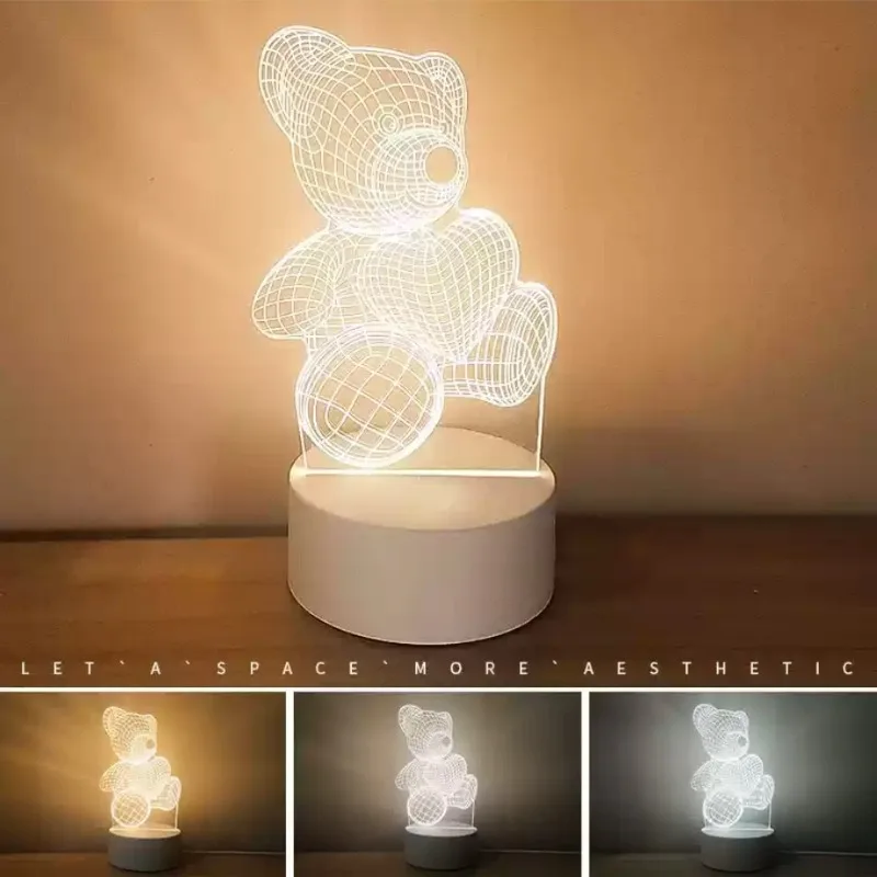 

Romantic 3D Acrylic Led Lights for Home Children's Night Light Xmas Party Table Lamp Christmas Decor Mother's Day Gift 3 Colors
