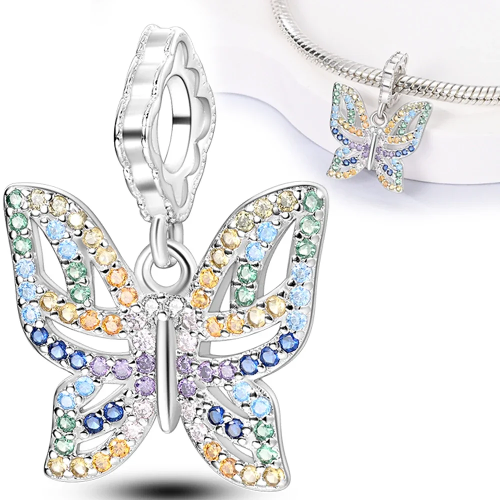 Original Charms 925 Silver Dreamy Colorful Butterfly Pendants Fit Charms Plata 925 Bracelets For Women Jewelry Making Fine Gifts