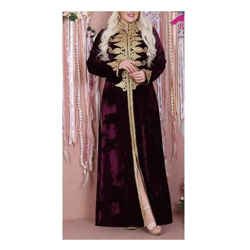 

Moroccan Dubai Kaftans Farasha Abaya Dress Very Fancy Long Velvet Dresses