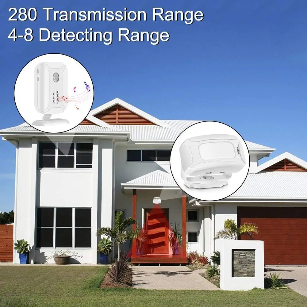 Wireless Shop Store Home Security Welcome Chime Doorbell 4x Infrared PIR Motion Sensor Movement Detector Entry Alarm Bell DIY