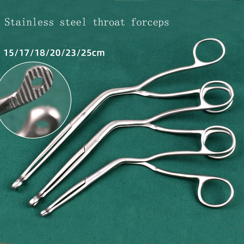 Medical surgical instruments fish bone spur laryngeal forceps Throat foreign body forceps indirect features oral, nasal and lary