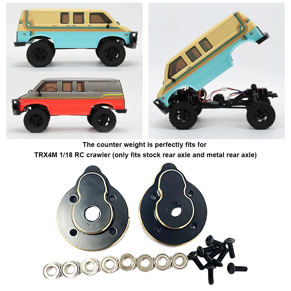 Brass Counterweight Brass Rear Caster Blocks For Hobby Plus CR18P Rock Van 1/18 RC Car Upgrade Parts