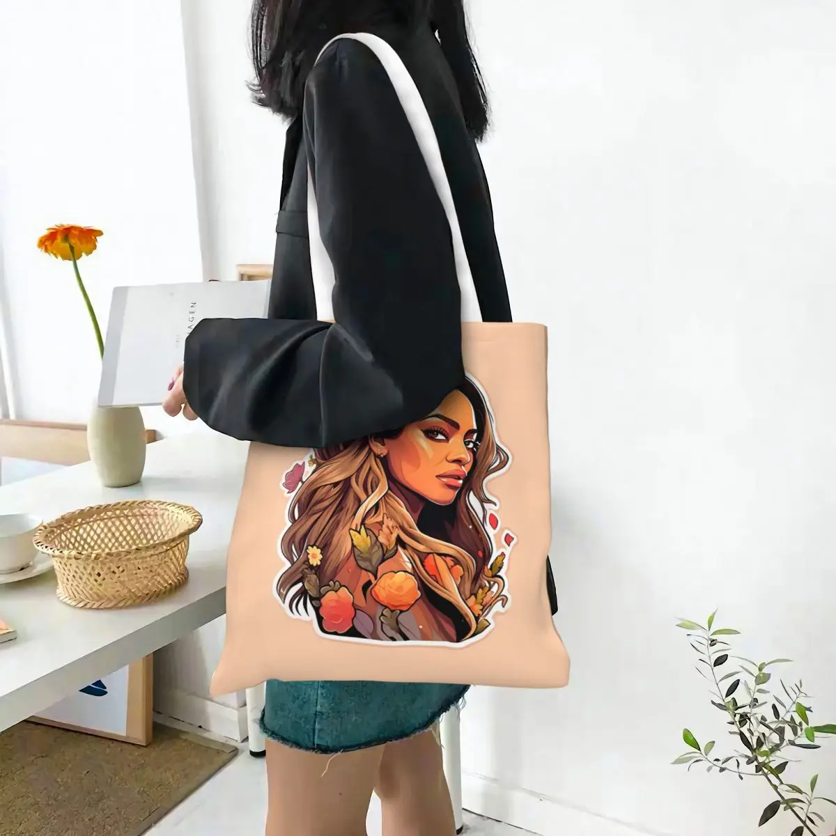 Beyonce Graffiti Rainha Da Pop Art Canvas Sacola, Saco De Compras De Grande Capacidade, Moda Unisex, Malas De Viagem