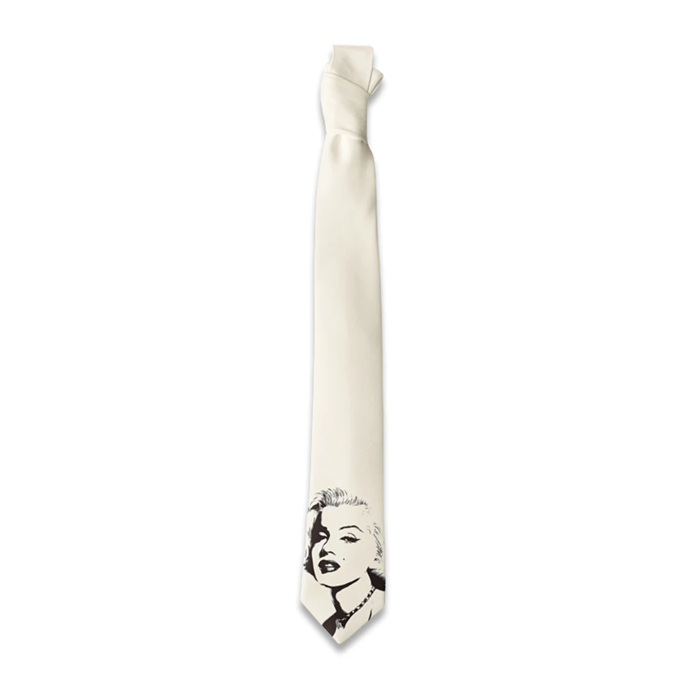 Cravate imprimée créative par Marilyn Monroe Designer Vintage Imitation soie cravates hommes mode 8Cm Graffiti peinture cravate florale
