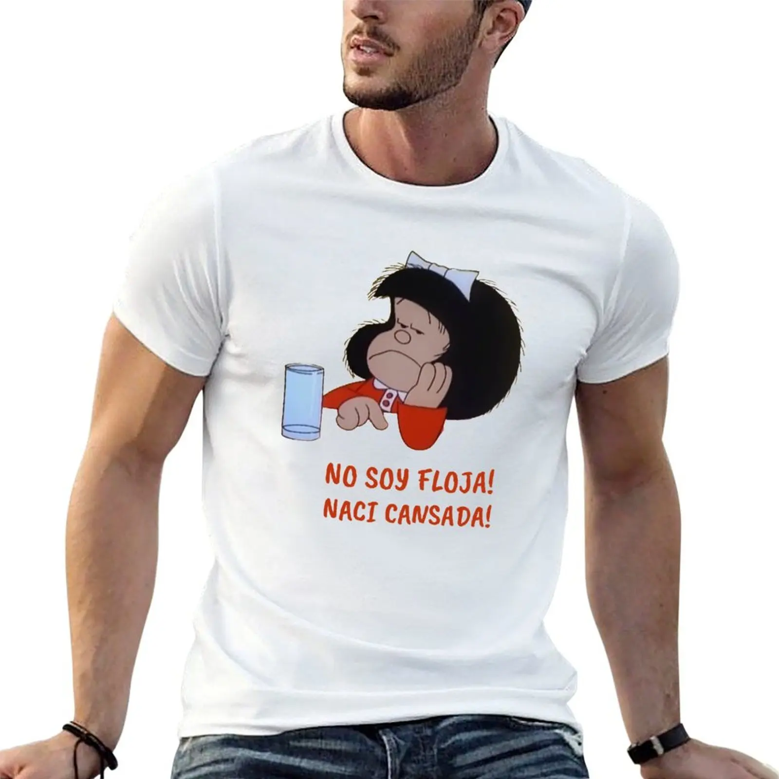 

No Soy Floja Naci Cansada Mafalda T-Shirt man t shirt heavy cotton essential t shirt T-Shirt