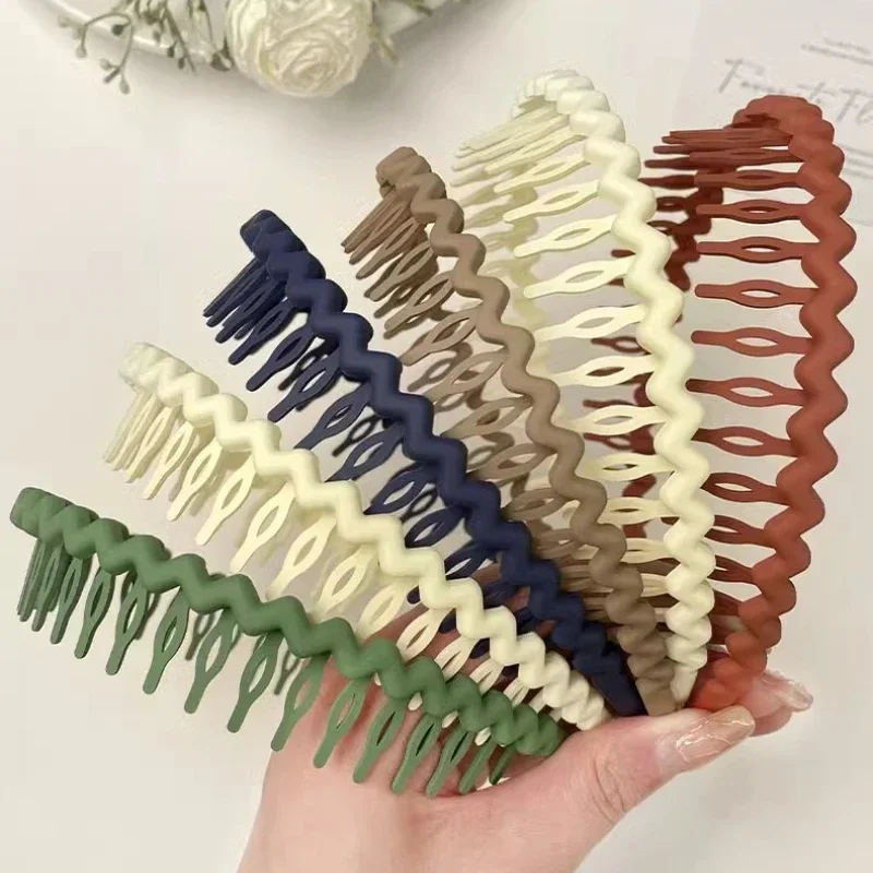 1Pc Solid Color Wave Hairbands for Women Toothed Non-slip Wash Face Headbands Girls Sports Hair Accessories Fashion Hair Jewelry