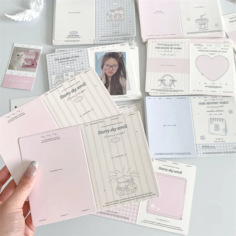 10Pcs Kpop Photo Folding Card Back Korean Star 3 Inch Photo Card DIY Packing Material Kawaii Card Message Fixed Board