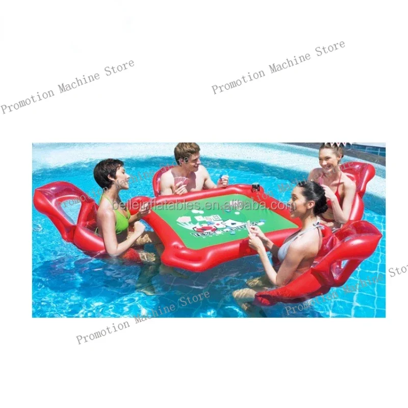 4-person inflatable pool floating poker table with chairs