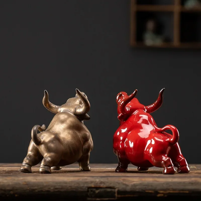 السيراميك فنغشوي الجاموس الحلي الصغيرة لجذب الثروة النمط الصيني ديكور المنزل سطح المكتب هدايا زودياك الثور #4