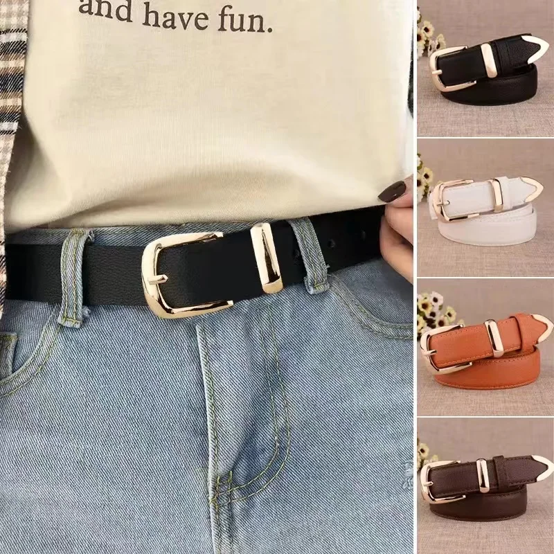 Hot Fashion PU Leather Belts For Women High Quality Gold Buckle Wasitband Wild Jeans Designer Belt Girls Pants Dress Waist Belts