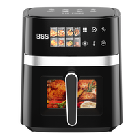 Patbrela 5.5L Hot Air Fryer 8-in-1 Electric Hot Oven with LED Screen Visible Window Max 200°C 1350W New Black Non-fat fryer
