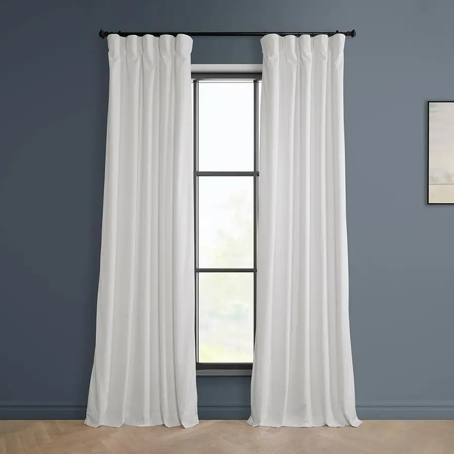 

Heritage Plush Velvet Curtains 96 Inches Long Room Darkening Curtains for Bedroom amp Living Room 50W x 96L, 1 Panel, Pillow Whi