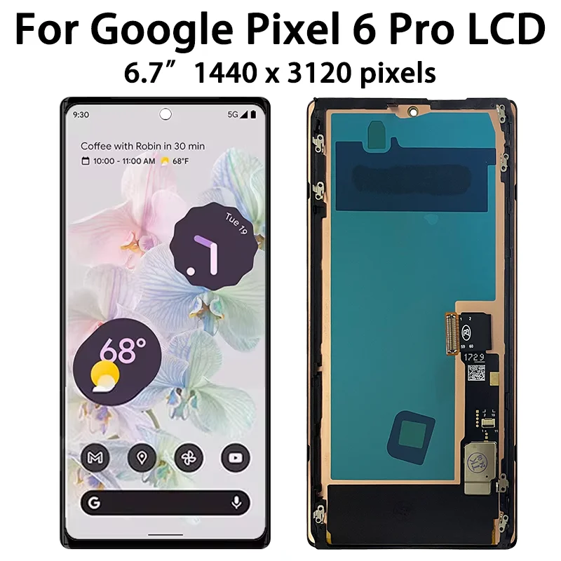 Super AMOLED untuk Google Pixel 6 Pro 6Pro GLUOG, tampilan LCD G8VOU Digitizer sentuh untuk Google Pixel6 Pro suku cadang reparasi tampilan