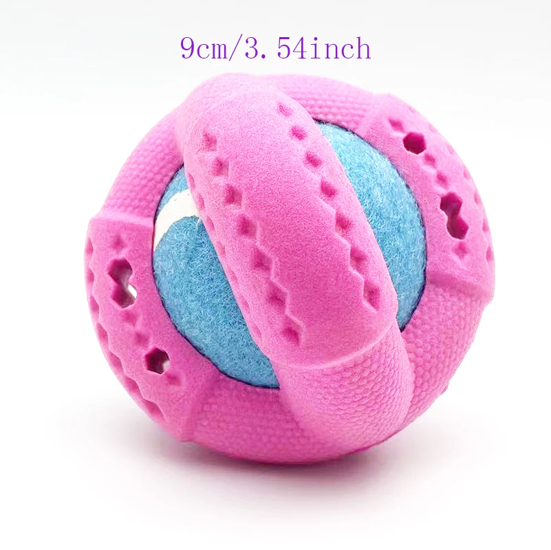 Pet dog toy rubber foam four hollowed out leaky food ball tennis ball interactive companionship for small and medium-sized dogs