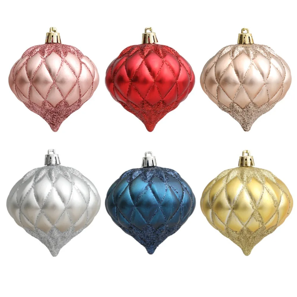 3Pcs/Box Painted Onion Balls Christmas Tree Ornament Plastic New Year Christmas Gifts Boxes Pendant Hanging Ornament Pendant