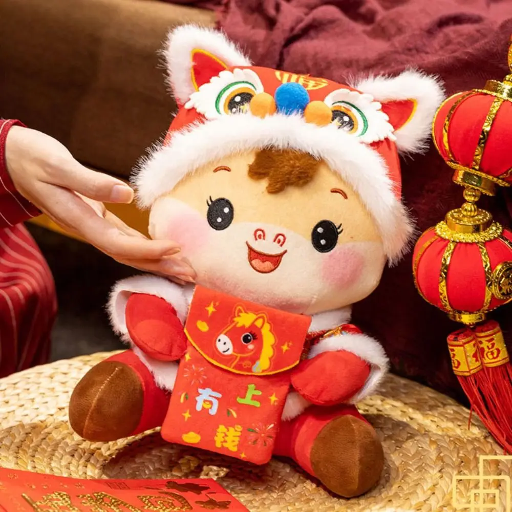 

New Year Mascot Cartoon Animal Horse Stuffed 16/20/25cm Cute Chinese Zodiac Horse Red Lucky Pony Home Decor