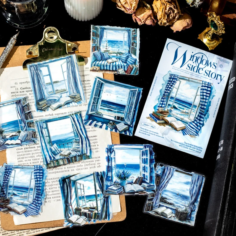 Mr. Paper 2Style 60Pcs/bag Window Story Collection Series PET material waterproof aquascape stickers DIY handbook scrapbook