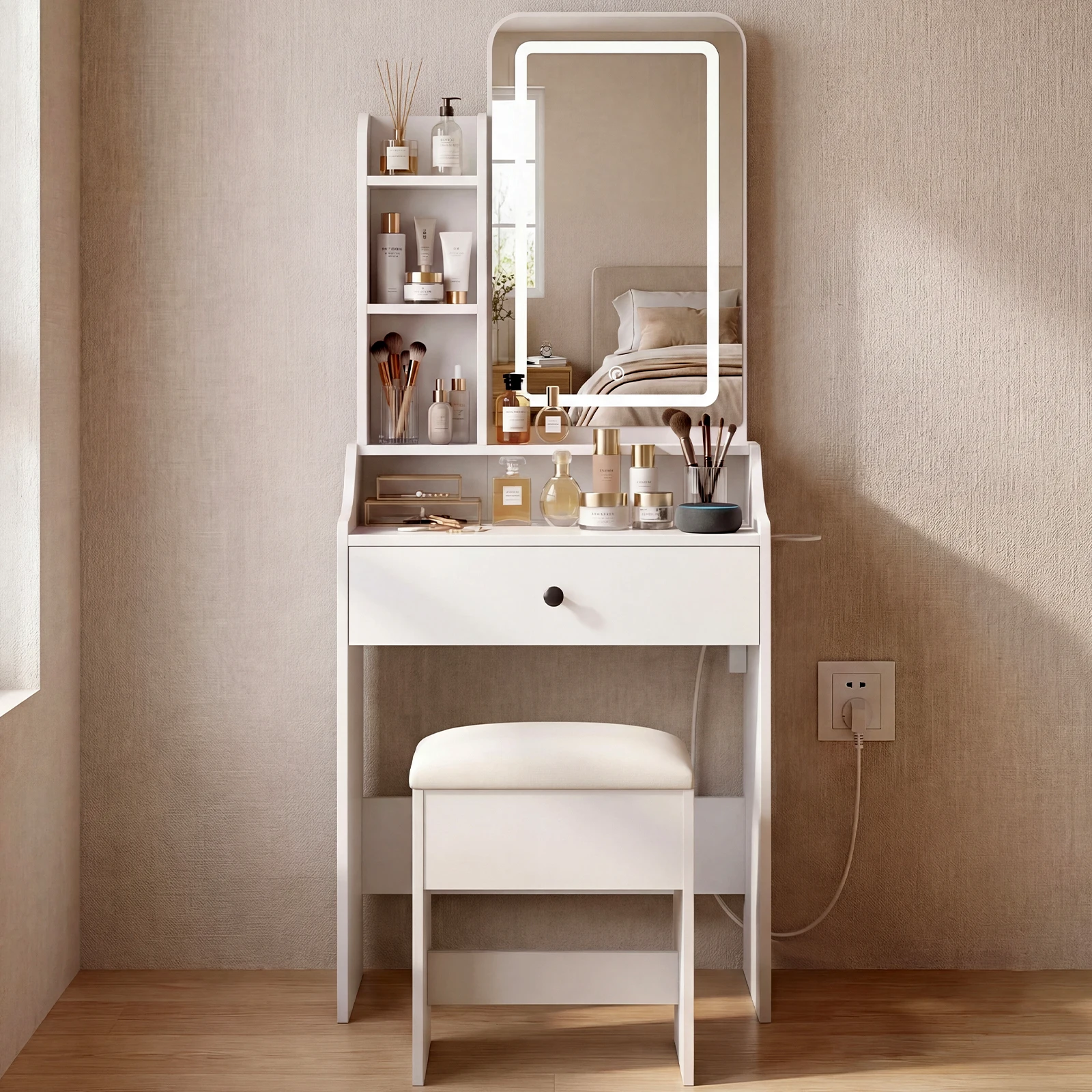 JHK 24IN Makeup Vanity Table Set with Mirror and Lights Smal