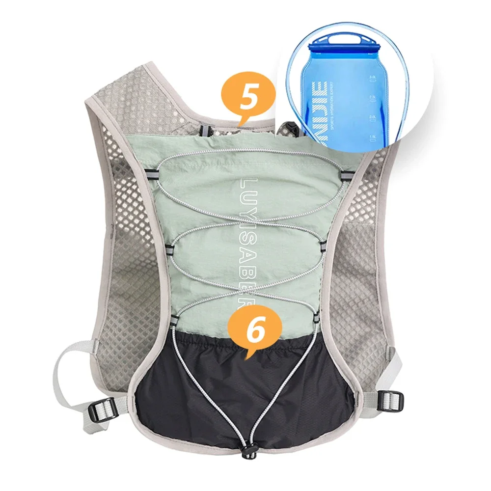 سترة جري مرطبة خفيفة الوزن، قابلة للتنفس وقابلة للتعديل لركوب الدراجات في الماراثون للأشخاص، مثانة مياه متعددة الجيوب