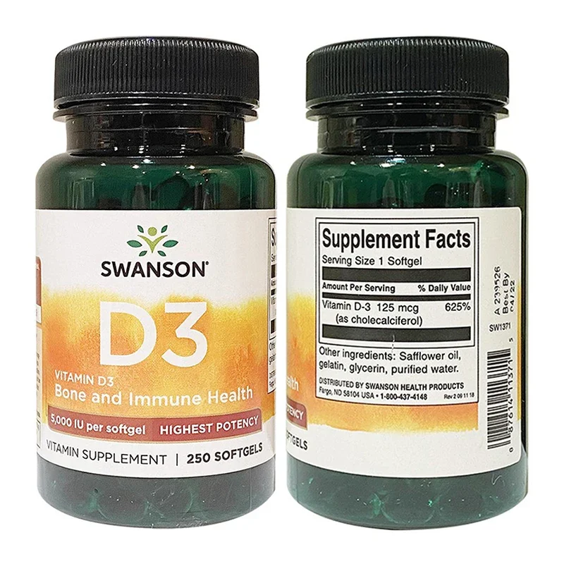 

1 Bottle High Activity Vitamin D3 Capsule 5000IU125MG ed Calcium Absorption Bone Immune Health Food