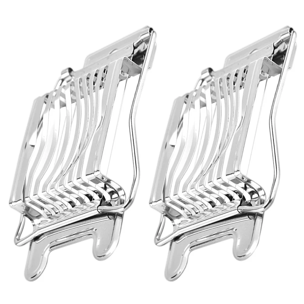 

2Pcs Steel Cutting Tool Boiled Vegetable Fruit Gadget Slicer Soft Egg Cutter Boiled Egg Slicer Food