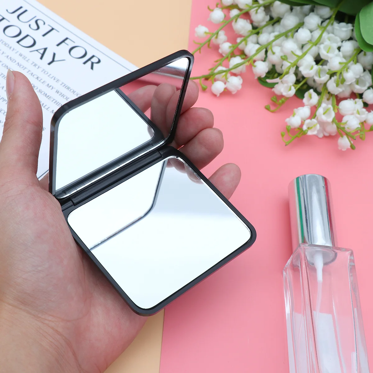 Przenośne, składane lusterko kosmetyczne o wysokiej rozdzielczości, kompaktowe, lekkie, eleganckie, idealne na podróże, idealny prezent dla niej.