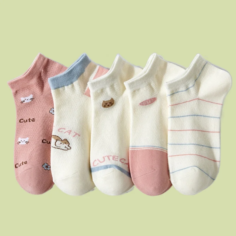 5/10 Pairs New Summer Thin Trendy Short-tube Boat Socks Fashion High Quality Women's Shallow Mouth Low-top Short Casual Socks