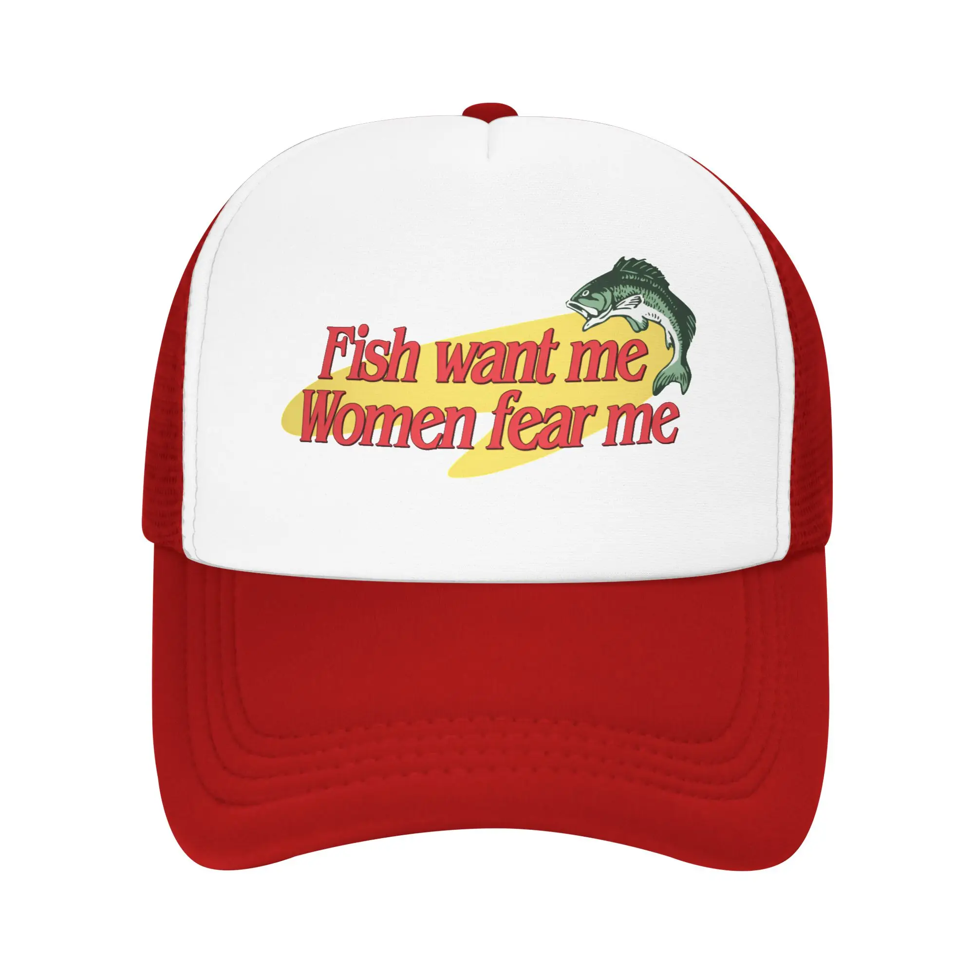 Custom Fish Want Me Women Fear Me Baseball Cap Hip Hop  Adjustable Fishing Funny Quote Trucker Hat Summer Personalized Dad Hat