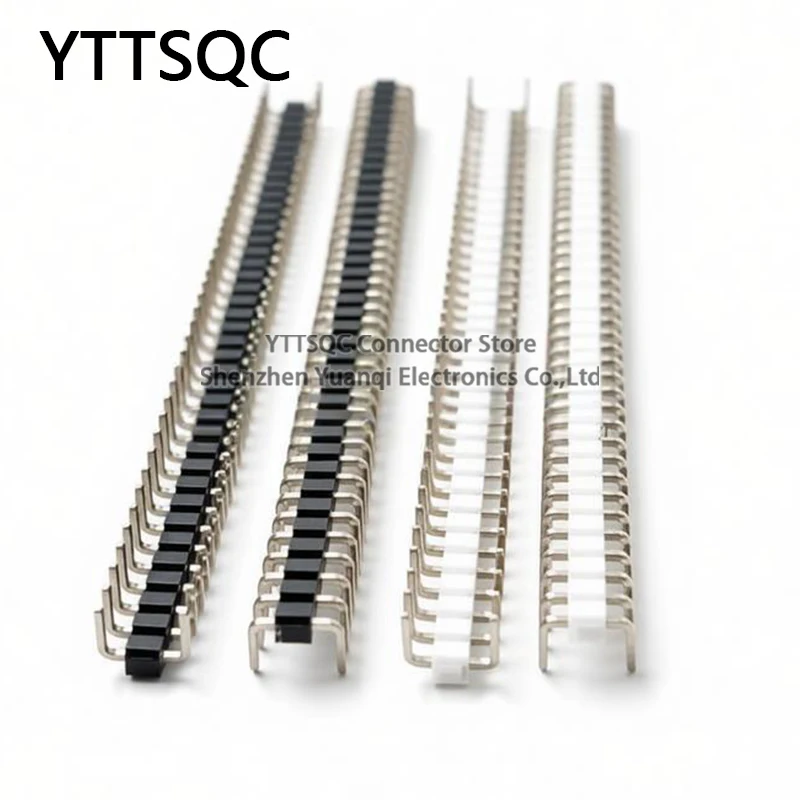 10pcs 2.54mm/2.0mm U Shape 1x40P Single Row Right Angle RA DIP Connector Button Entry Gold Breakable PCB Jumper Male Pin Header