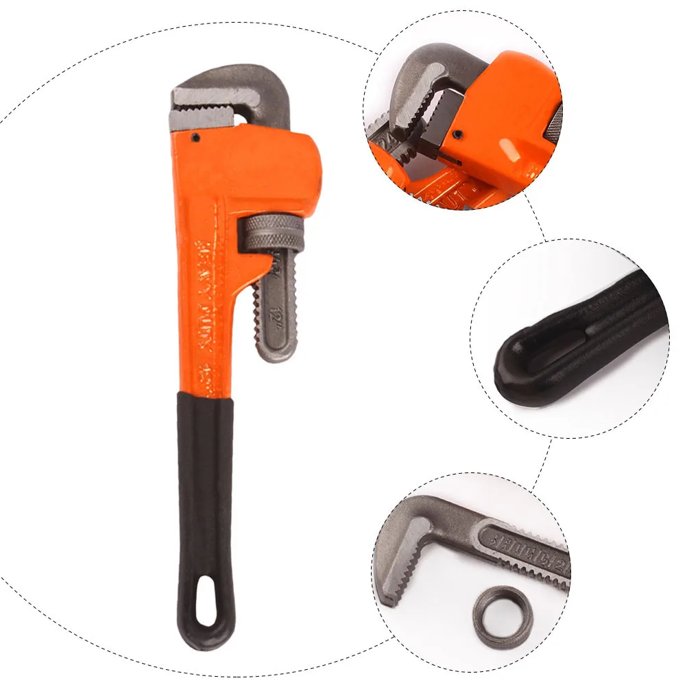 

Water Pipe Wrench High Quality Iron Thickened Head Continuous Teeth Plumbing Tool Adjustable Spanner Repair Faucet Pipe Wrench