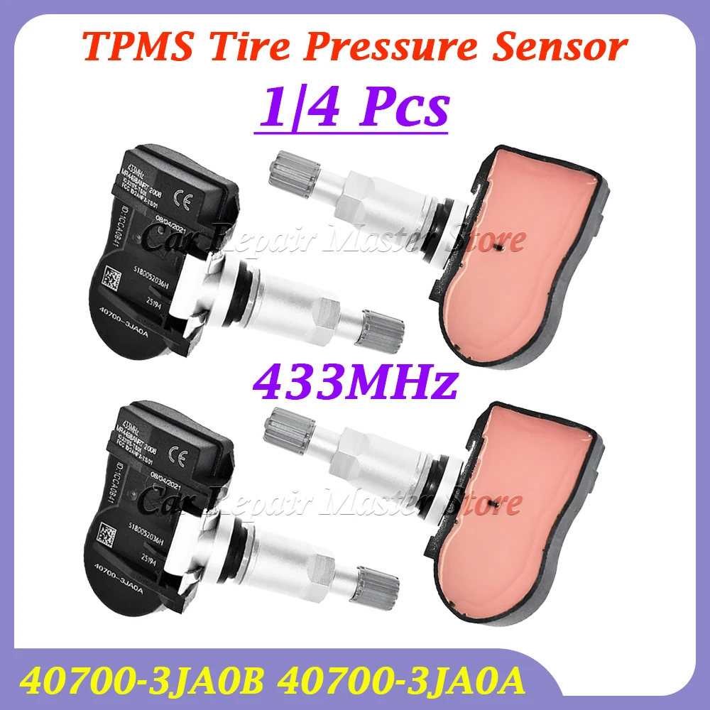 

1/4Pcs 40700-3JA0B 40700-3JA0A TPMS 433MHz Tire Pressure Sensor For Infiniti Q50 Q60 JX Nissan Altima Maxima Murano Pathfinder