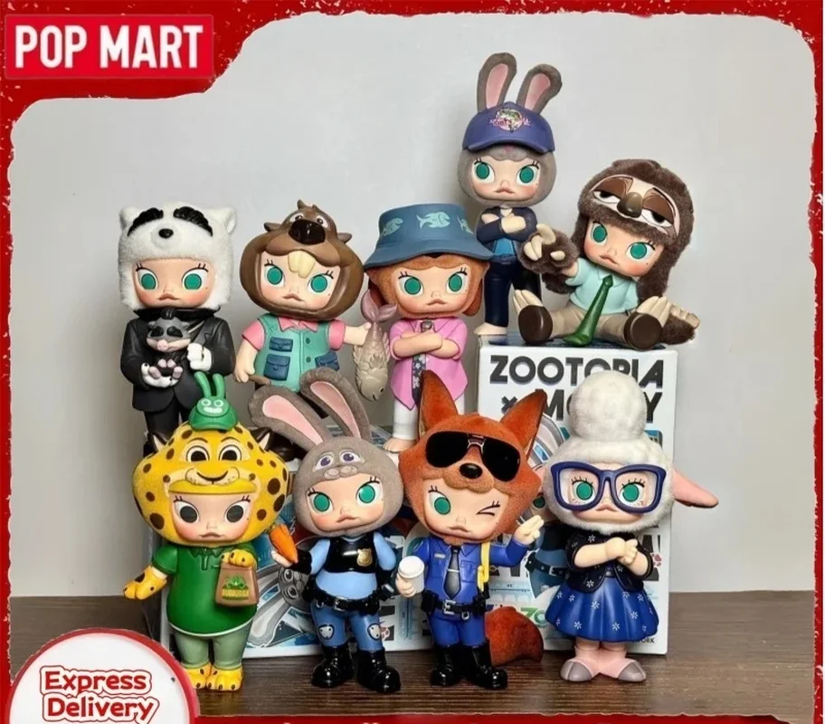 حقيقية Popmart مولي × Zootopia سلسلة التعاون صندوق أعمى العصرية أنيمي الطرفية لعبة مجسمة صندوق غامض جمع هدية