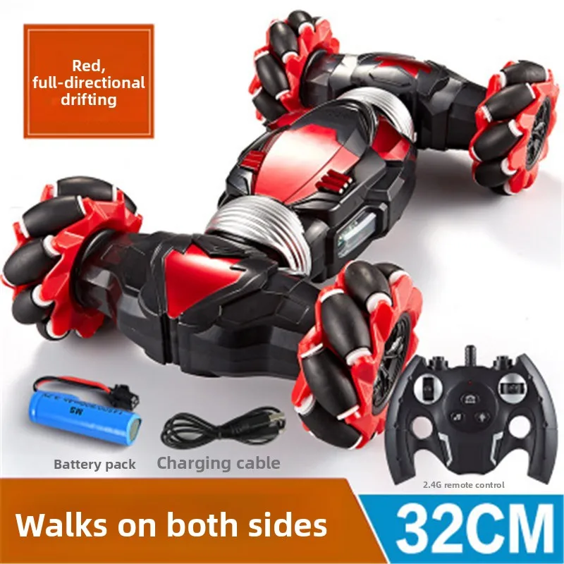 سيارة حيلة تعمل بالتحكم عن بعد مع الضوء والموسيقى للأولاد لعبة سيارة التسلق مادة بلاستيكية للأعمار من 3 سنوات فما فوق